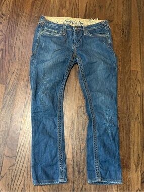 Stitch's Blue Skinny Women's Jeans with Subtle Distress size 29
